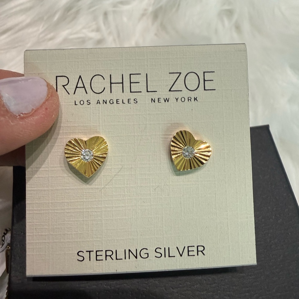 Rachel Zoe Gold Heart Earrings with Silver Accent